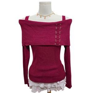 White House Black Market hot pink / red off the shoulder top